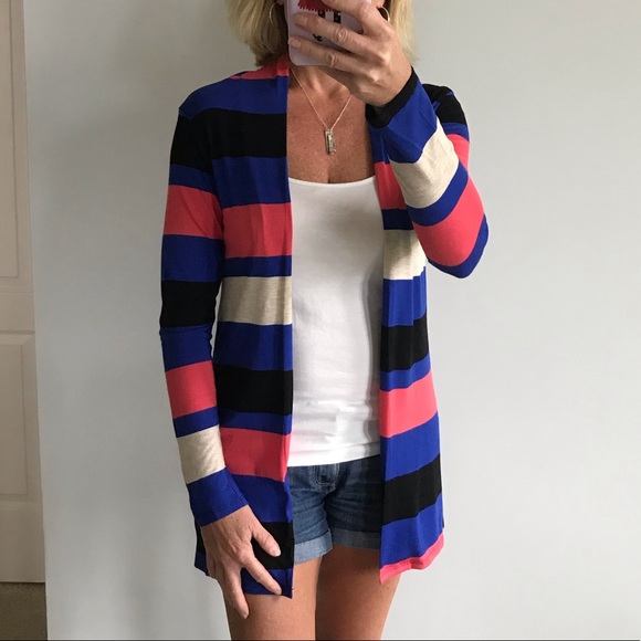Striped Open Front Cardigan - Picture 2 of 6